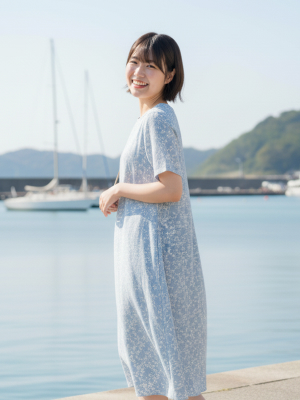 屋外で撮影したカジュアルな写真
